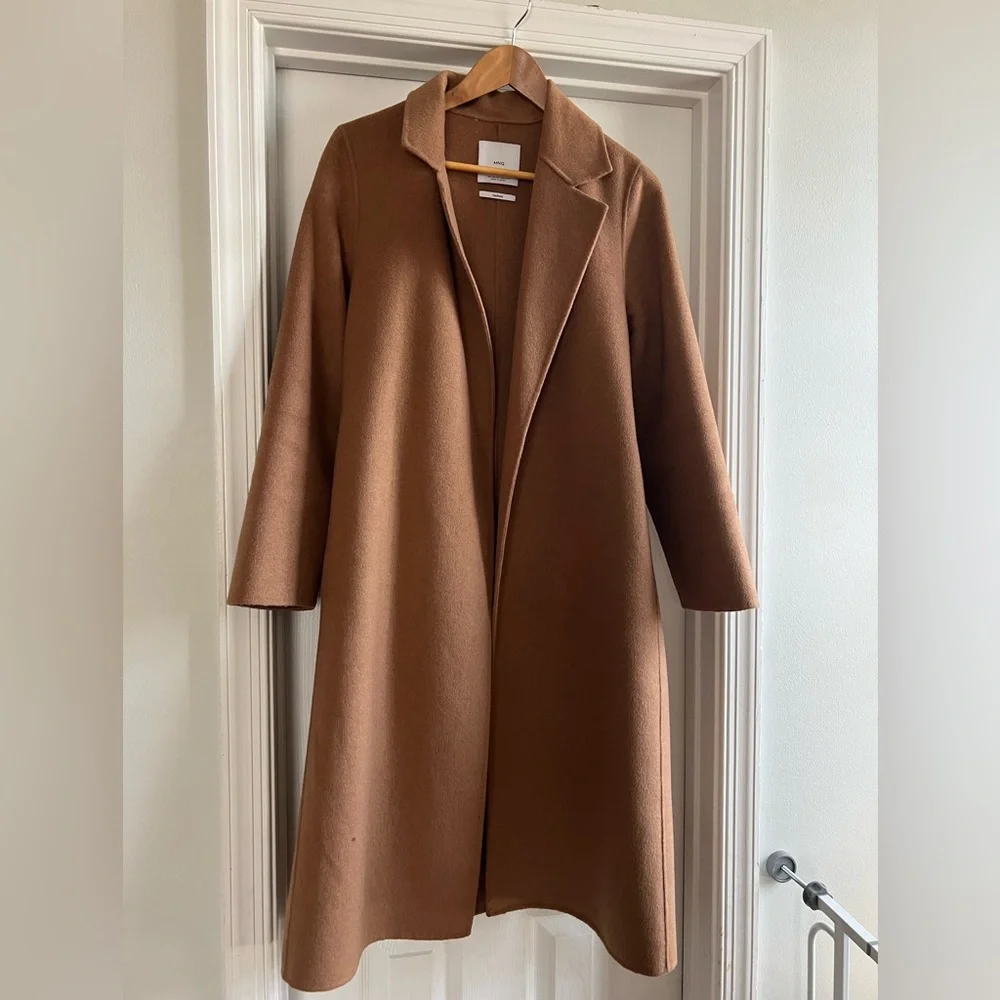 MANGO Camel Wrap Belted Long Coat - Picture 3 of 5